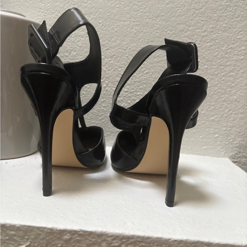 JustFab Cyndal Women’s Black Pointed Toe Ankle Strap Stiletto Heels – Size 7.5 - Picture 3 of 5